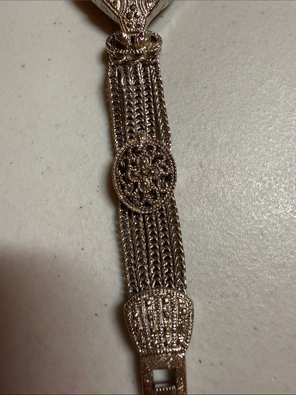 Women's Silver-Tone Marcasite Filigree Bracelet Watch